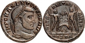 RÖMISCHES KAISERREICH. 
MAXENTIUS Augustus 307-312. AE-Follis 23,5/23mm (309) 7,11g, Ostia, 1.&nbsp;Off. Kopf m. Lkr. n.r. IMP C MAXENTIVS P F AVG&nb...