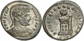 RÖMISCHES KAISERREICH. 
CONSTANTINUS I. der Große, Augustus 306(310)-337. Bi-Follis 18/20mm (322) 3,95g, Trier, 2. Off. Panzerbüste m. Helm n.r. CONS...