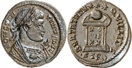 RÖMISCHES KAISERREICH. 
CONSTANTINUS I. der Große, Augustus 306(310)-337. AE-Follis 19mm (323) 2,94g, Trier, 2.&nbsp;Off. Konsularbüste m. Lkr. n.r. ...