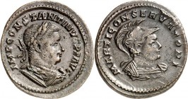 RÖMISCHES KAISERREICH. 
CONSTANTINUS I. der Große, Augustus 306(310)-337. AE-Follis 23/24mm (310/313) 4,56g, Trier. Belorbeerte drapierte Panzerbüste...