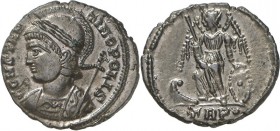 RÖMISCHES KAISERREICH. 
Anonyme Stadtprägungen z.Z. Constantinus I. etc. 330-346. AE-Minutus 17/18mm (331) 2,51g, Trier, 2. Off. Constantinopolisbüst...