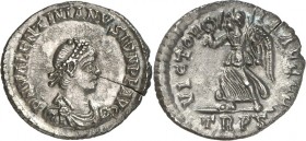 RÖMISCHES KAISERREICH. 
VALENTINIANUS II. 375-392. Siliqua (375/383) 1,82g, Trier. Paludamentbüste m. Perlendiadem n.r. D&nbsp;N VALENTINIANVS IVN P ...