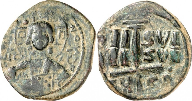 BYZANZ. 
ROMANOS III. Argyros 1028-1034. Anonymer AE-Follis 28/26mm 9,05g. Nimb...