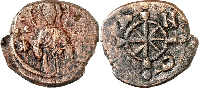 BYZANZ. 
NIKEPHOROS III. Botaneiates 1078-1081. AE-Follis 22/25mm 6,12g, Konsta...