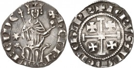ZYPERN, Königreich. 
Heinrich II. 1285-1324. Gros grand o.J. 4,52g. König auf Löwenthron v.v., hält Szepter und Reichsapfel, Beiz. Stern + hENRI - RE...