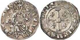 ZYPERN, Königreich. 
Hugo IV. 1324-1359. Gros grand o.J. 4,44g. Hugo, mit Krone, Zepter und Reichsapfel, auf Löwenthron; l. Ringel über B. + hVGUE - ...