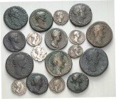 RÖMER. 
Forschungssammlung Trajan bis Commodus (98-192). ca. 420 Stücke Trajan (22 Denare, 71 AE-Prägungen), Hadrian (3 Denare, 72 AE), Sabina (2 Den...