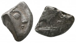 ATTICA. Athens. Circa 454-404 BC.AR Cut Fragment

Obverse : Helmeted head of Athena right
Reverse : AΘE; owl standing right, head facing; olive sprig ...