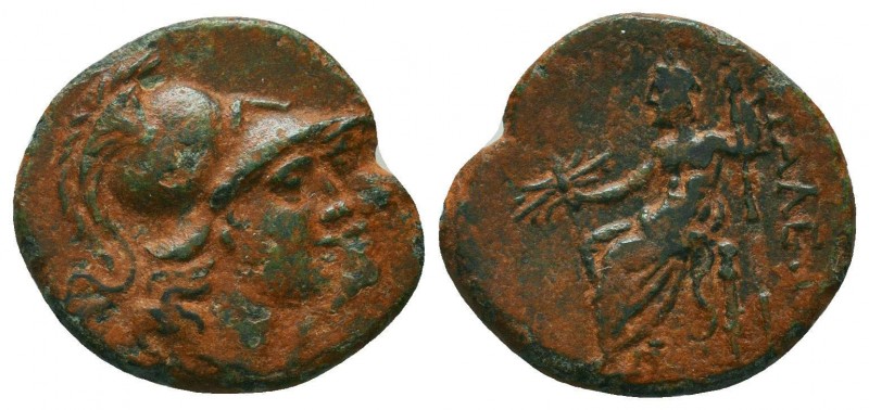 PAMPHYLIA. Attaleia. Ae (2nd-1st centuries BC).
Obv: Jugate helmeted heads of At...