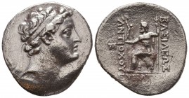 Seleukid King of Syria. Antioch. Antiochos V Eupator 164-162 BC.
Tetradrachm AR

Condition: Very Fine

Weight: 16,1
Diameter: 29,6
