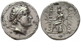 Seleukid King of Syria. Antioch. Antiochos 164-162 BC.
Tetradrachm AR

Condition: Very Fine

Weight: 13,3
Diameter: 28,8