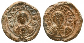 Byzantine Lead Seals, 7th - 13th Centuries

Condition: Very Fine

Weight: 5,9 gram
Diameter: 19,3
