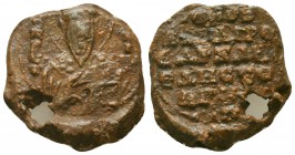 Byzantine Lead Seals, 7th - 13th Centuries

Condition: Very Fine

Weight: 12,7 gram
Diameter: 26,3