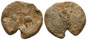 Byzantine Lead Seals, 7th - 13th Centuries

Condition: Very Fine

Weight: 8,4 gram
Diameter: 23,8