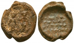 Byzantine Lead Seals, 7th - 13th Centuries

Condition: Very Fine

Weight: 16,8 gram
Diameter: 26,7