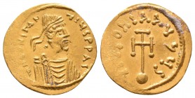 Constantine IV - Gold Cross Tremissis 668-685 AD. Constantinople mint. Obv: DN CONSTANTIUS PP AV legend with pearl-diademed, draped and cuirassed bust...
