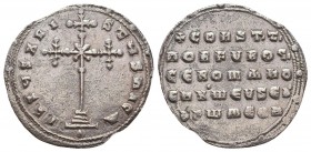Constantine VII Porphyrogenitus, with Romanus I and Christopher. AD 913-959. Byzantine Miliaresion AR 

Condition: Very Fine

Weight: 2,2 gram
Diamete...