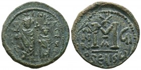 Heraclius (610-641) - AE Follis, Isaura, - Facing busts of Heraclius and Heraclius Constantine / Large M, 

Condition: Very Fine

Weight: 13,2 gram
Di...