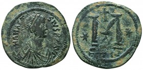 Anastasius I. 491-518. AE follis 

Condition: Very Fine

Weight: 17,8 gram
Diameter: 36,7