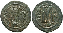 Justinian I., 527-565, AE Follis, 

Condition: Very Fine

Weight: 22,6 gram
Diameter: 40,9