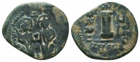 Justin II , with Sophia (565-578 AD). AE 

Condition: Very Fine

Weight: 2,8 gram
Diameter: 20,1