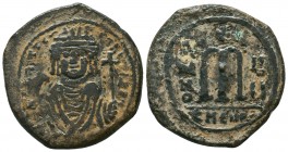 Maurice Tiberius. 582-602. AE follis 

Condition: Very Fine

Weight: 13, gram
Diameter: 31,7