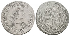 HOLY ROMAN EMPIRE. Olmütz. Karl II von Liechtenstein (1664-1695). 3 Kreuzer (1670).
Obv: CAROLVS D G EPVS OLOMVCENS.
Armored bust right.
Rev: CA BO CO...
