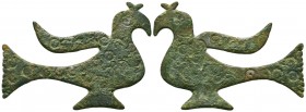 Very Elegant Peacock Shape Bronze Fibula,

Condition: Very Fine

Weight: 10,6 gram
Diameter: 55,3 mm