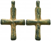 Byzantine Bronze Cross Pendant, Ae

Condition: Very Fine

Weight: 17,9 gram
Diameter: 47 mm
