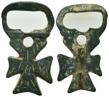 Byzantine Bronze Cross Buckle, Ae

Condition: Very Fine

Weight: 8,6 gram
Diameter: 38,6 mm