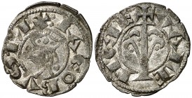 Jaume I (1213-1276). València. Diner. (Cru.V.S. 316) (Cru.C.G. 2129). Segunda emisión. Acuñación floja. Vellón rico. 0,92 g. MBC+/EBC-.