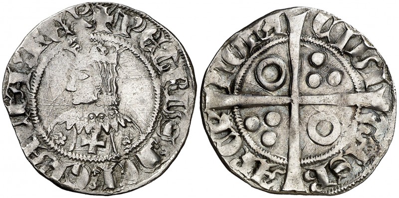 Pere III (1336-1387). Barcelona. Croat. (Cru.V.S. 408) (Cru.C.G. 2223m). Flores ...