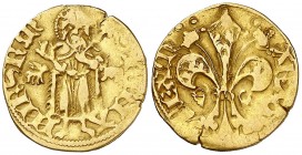 Alfons IV (1416-1458). Mallorca. Mig florí. (Cru.V.S. 801) (Cru.Comas 109, indica 2 ejemplares conocidos) (Cru.C.G. 2859). Marcas: ciervo y buey. Ex C...