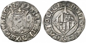 Ferran II (1479-1516). Mallorca. Ral. (Cru.V.S. 1180 var) (Cru.C.G. 3094). Letras A góticas excepto la de CATOLIC. Leves manchitas. Ex Áureo 28/04/199...