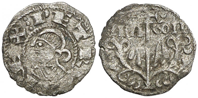 Pedro el de Huesca (1094-1104). Jaca. Óbolo. (Cru.V.S. falta) (R.Ros 3.5.9 var)....