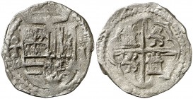 (1590-1591). Felipe II. Toledo. M. 1 real. (AC. tipo 101). Fecha no visible. Ex Colección Isabel de Trastámara 26/05/2016, nº 612. Escasa. 3,26 g. MBC...