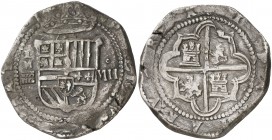 s/d. Felipe II. Segovia. I-M. 8 reales. (AC. 679). Pátina. Rara. 27,18 g. MBC-/MBC.