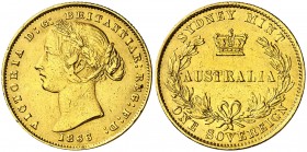 Australia. 1866. Victoria. Sydney. 1 libra. (Fr. 10) (Kr. 4). Sirvió como joya. AU. 7,96 g. (MBC).