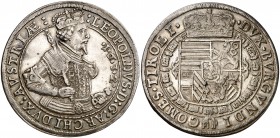 Austria. 1632. Archiduque Leopoldo. Hall. 1 taler. (Dav. 3338) (Kr. 629.2). Atractiva. Escasa. AG. 28,74 g. EBC-.