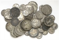 Lote de 49 monedas en plata de Isabel II. A examinar. BC-/MBC.