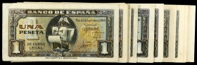 1940. 1 peseta. (Ed. D43 y D43a) (Ed. 442 y 442a). 4 de septiembre, Santa María. Lote de 26 billetes, sin serie y series: A, C, E e I, alguna pareja c...