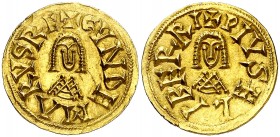 Gundemaro (610-612). Eliberri (Granada). Triente. (CNV. 189.1) (R.Pliego 226). Muy bella. Rara así. 1,43 g. EBC+.