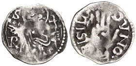 Comtat de Besalú. Guillem II y Bernat II (1052-1066). Besalú. Òbol. (Cru.V.S. 86) (Cru.C.G. 1892 var) (Balaguer 91 var) (V.Q. 5257, mismo ejemplar). M...