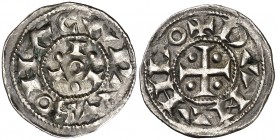 Comtat de Carcassona. Ramon Berenguer II (1076-1082). Carcassona. Diner. (Cru.V.S. 139 var) (Cru.Occitània 2) (Cru.C.G. 1836 var). La R en forma de D ...