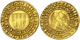 Pere II (1276-1285). Sicília. Agostar. (Cru.V.S. 324) (Cru.C.G. 2140) (MIR. 170). Bella. Rara y más así. 4,36 g. EBC.