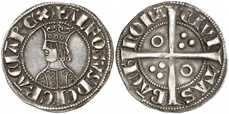 Alfons II (1285-1291). Barcelona. Croat. (Cru.V.S. 331) (Badia 14 var) (Cru.C.G....