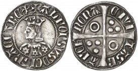 Alfons III (1327-1336). Barcelona. Croat. (Cru.V.S. 366) (Badia 184) (Cru.C.G. 2184b). Flores de seis pétalos. Atractiva. Escasa así. 3,12 g. EBC-.
