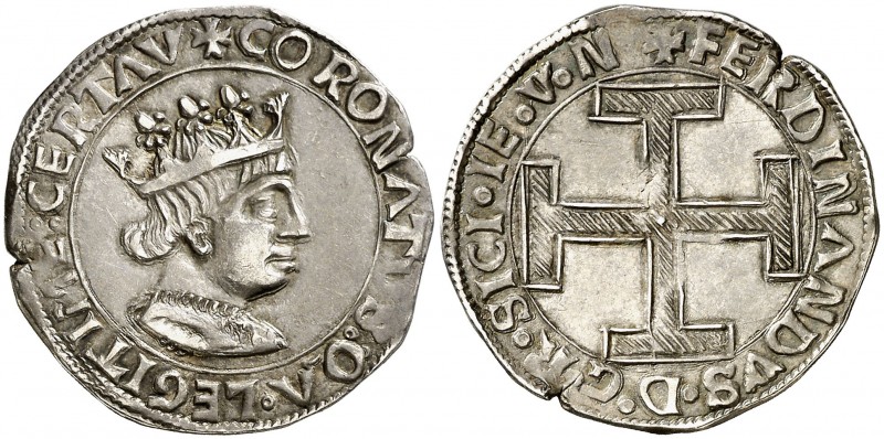 Ferran I de Nàpols (1458-1494). Nàpols. Coronat. (Cru.V.S. 1011) (Cru.C.G. 3413)...