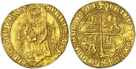 Enrique IV (1454-1474). Sevilla. Enrique de la silla. (AB. 667.1 var) (MR. 20.16 var). Orla cuatrilobular en anverso y octolobular en reverso. Bella. ...