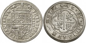 1586. Felipe II. Segovia. 8 reales. (AC. 705) (AC. pdf 688). Acueducto de tres arcos y dos pisos. Orla interior en reverso. Parte de brillo original. ...